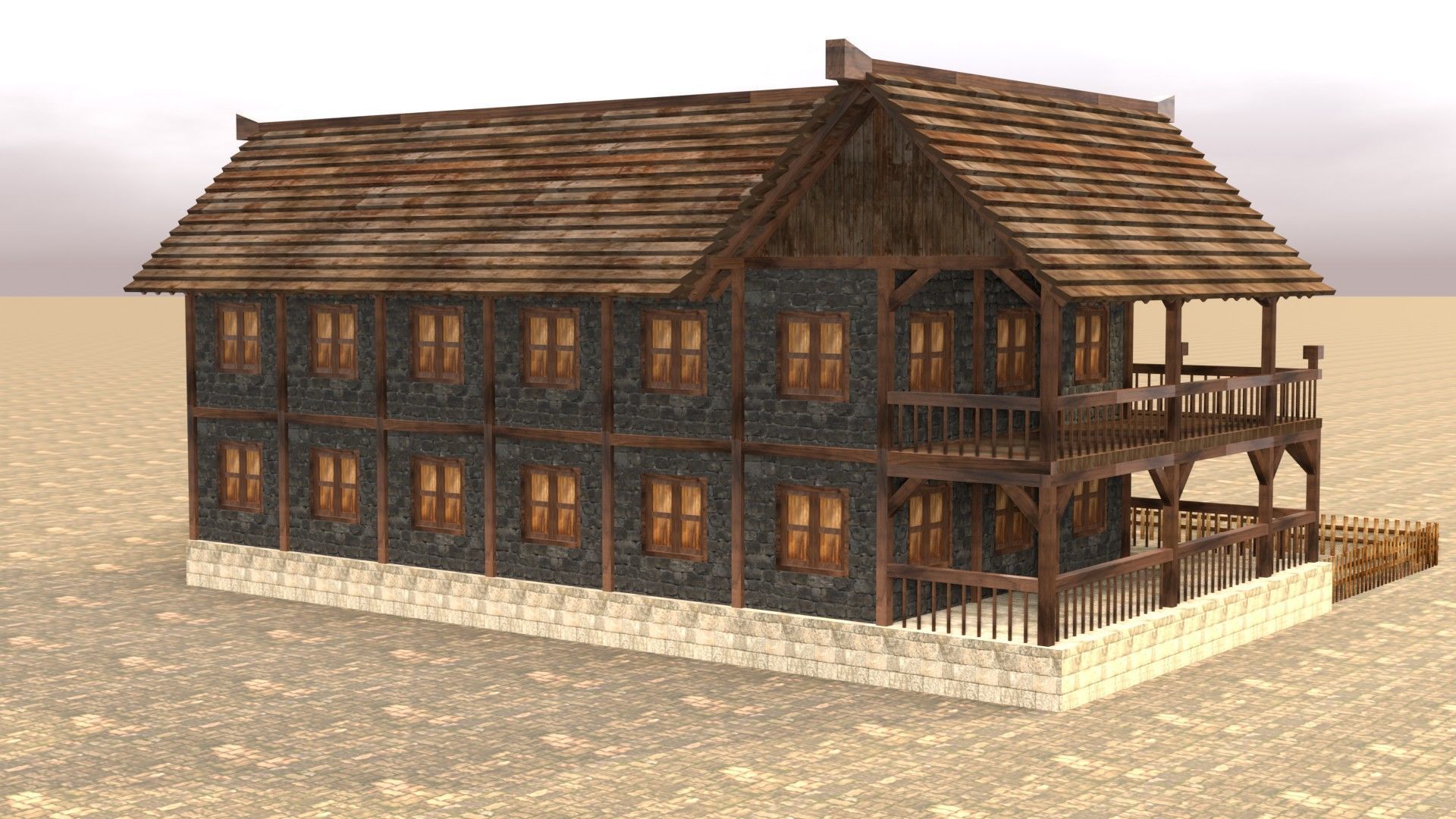 Low Poly Medieval House 3D Model Low-poly 3D model_7