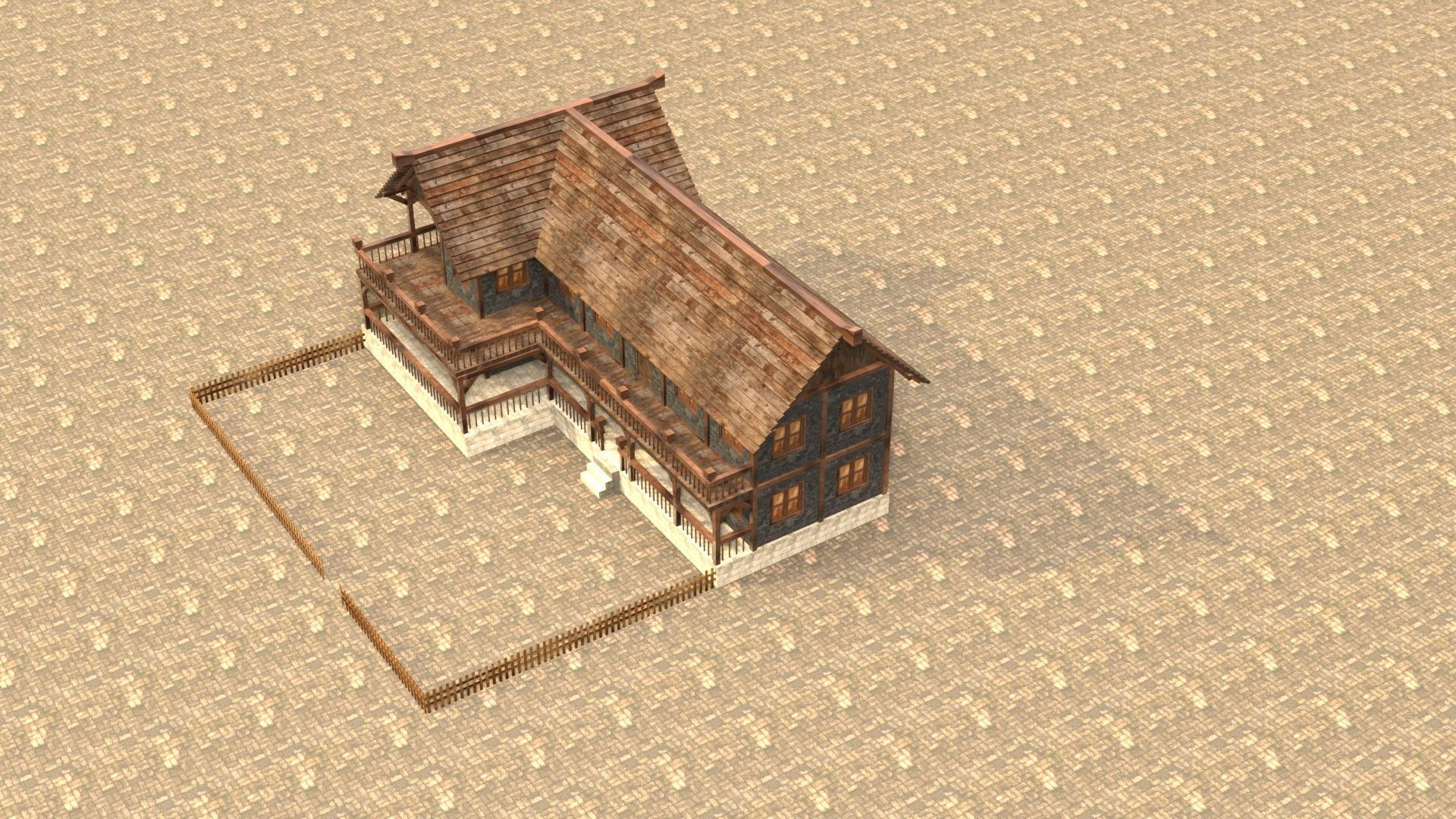 Low Poly Medieval House 3D Model Low-poly 3D model_19