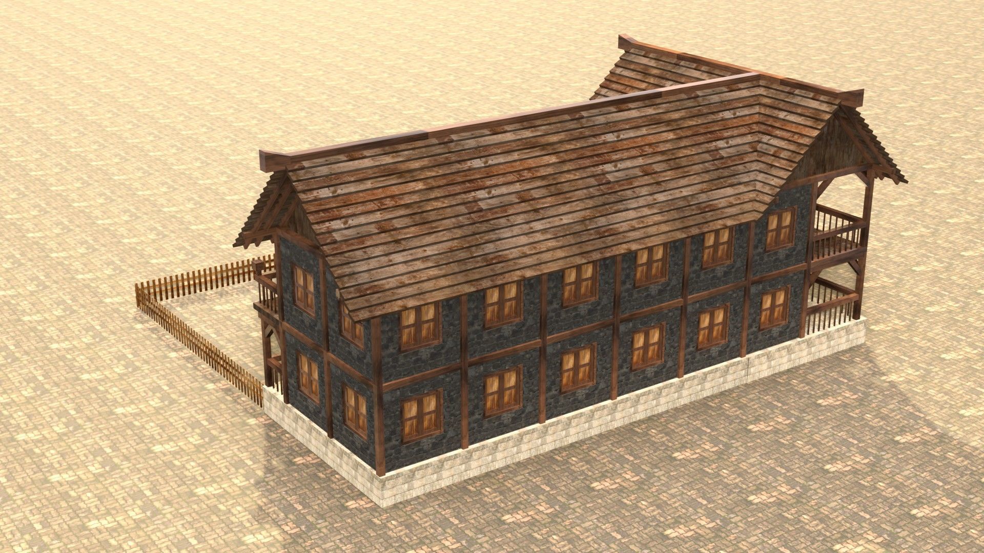 Low Poly Medieval House 3D Model Low-poly 3D model_8