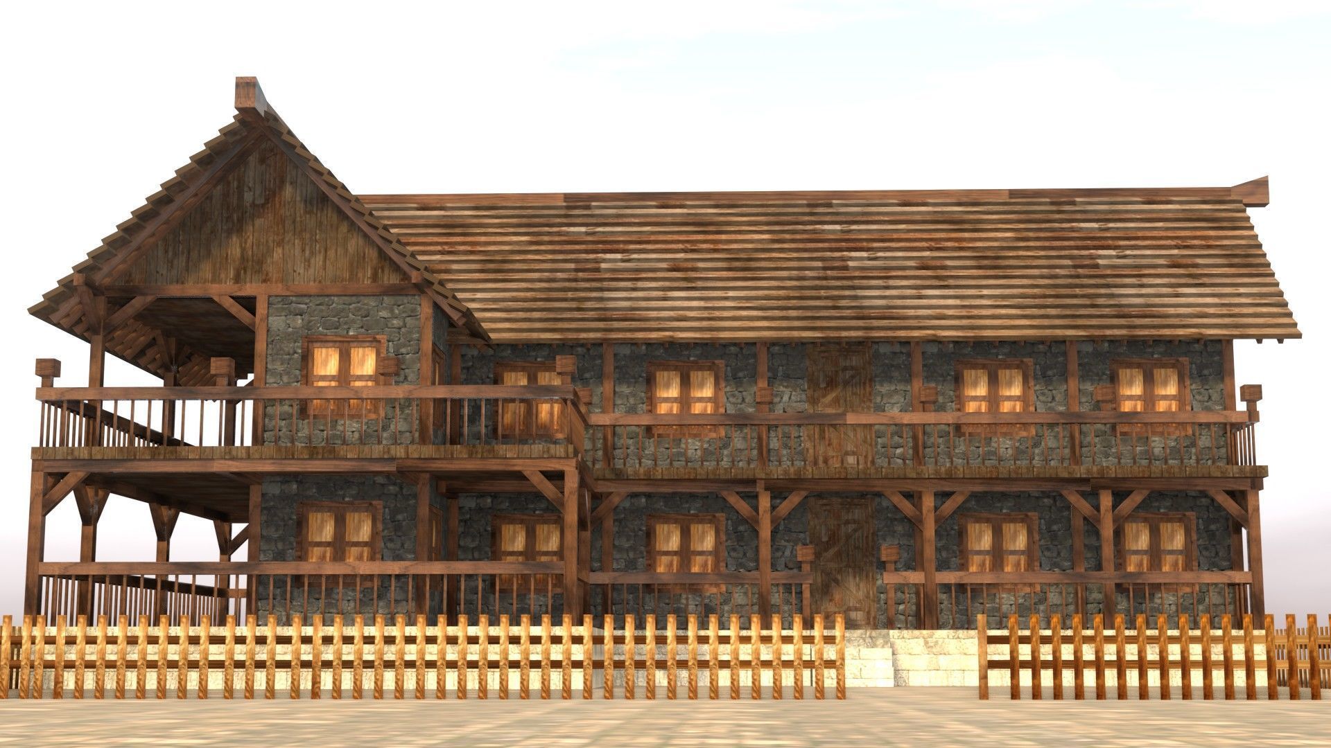 Low Poly Medieval House 3D Model Low-poly 3D model_10