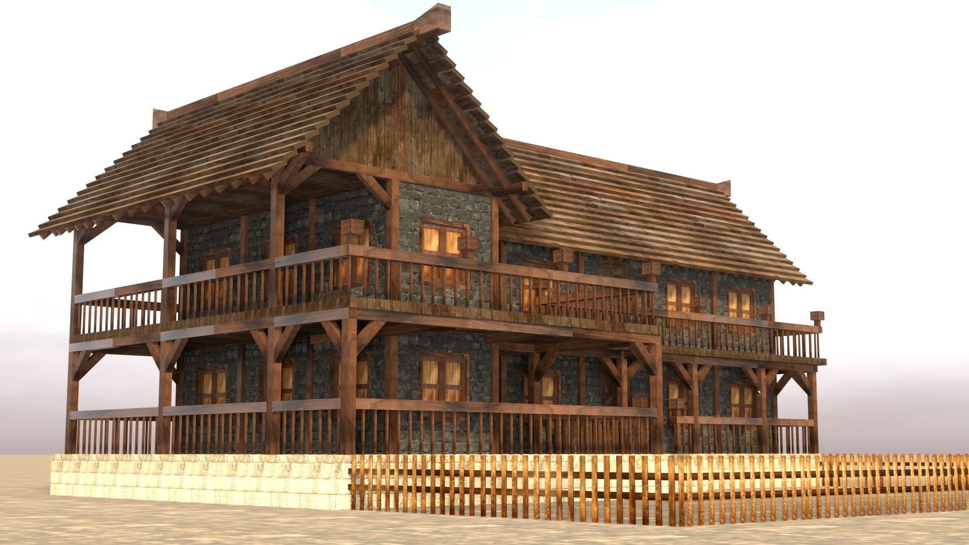 Low Poly Medieval House 3D Model Low-poly 3D model_11