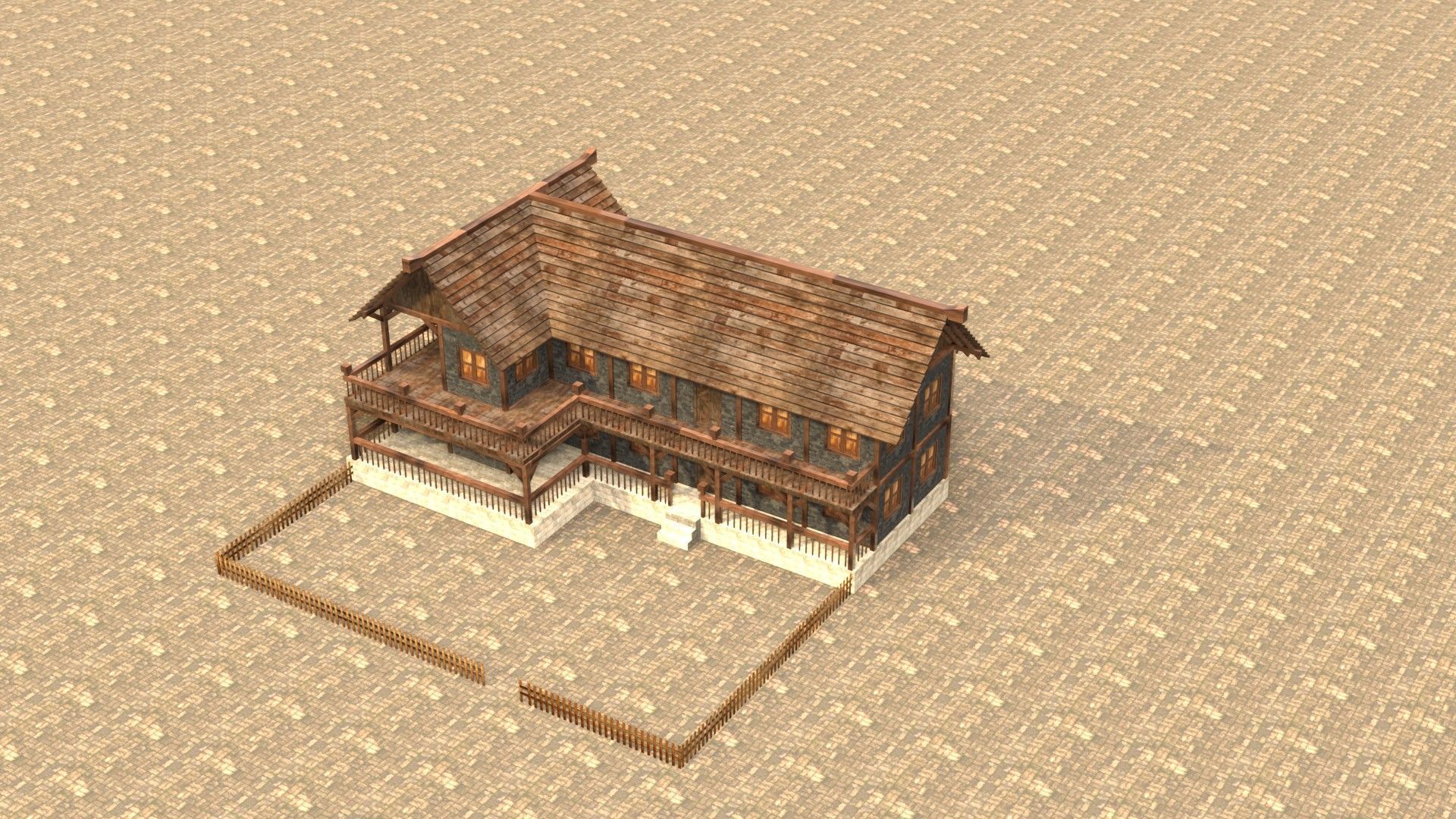 Low Poly Medieval House 3D Model Low-poly 3D model_13