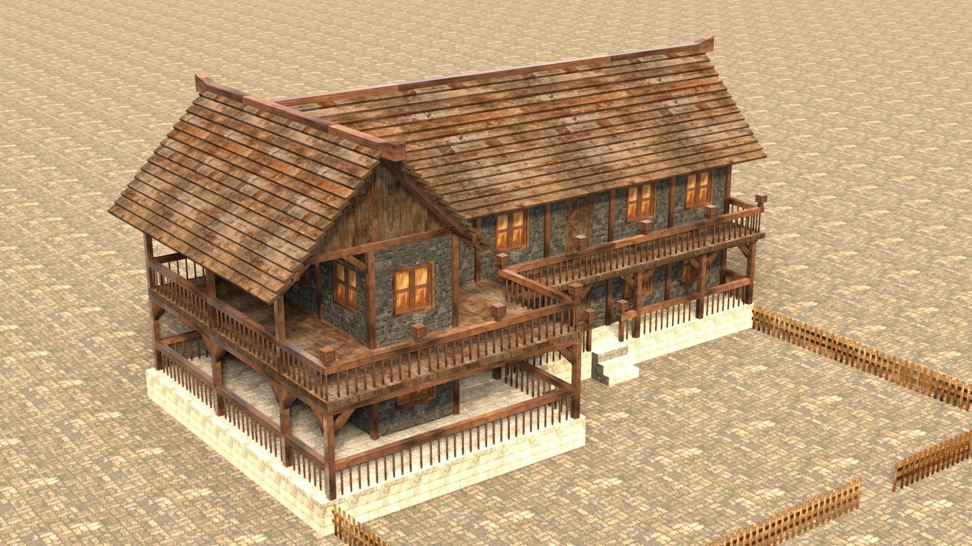 Low Poly Medieval House 3D Model Low-poly 3D model_4