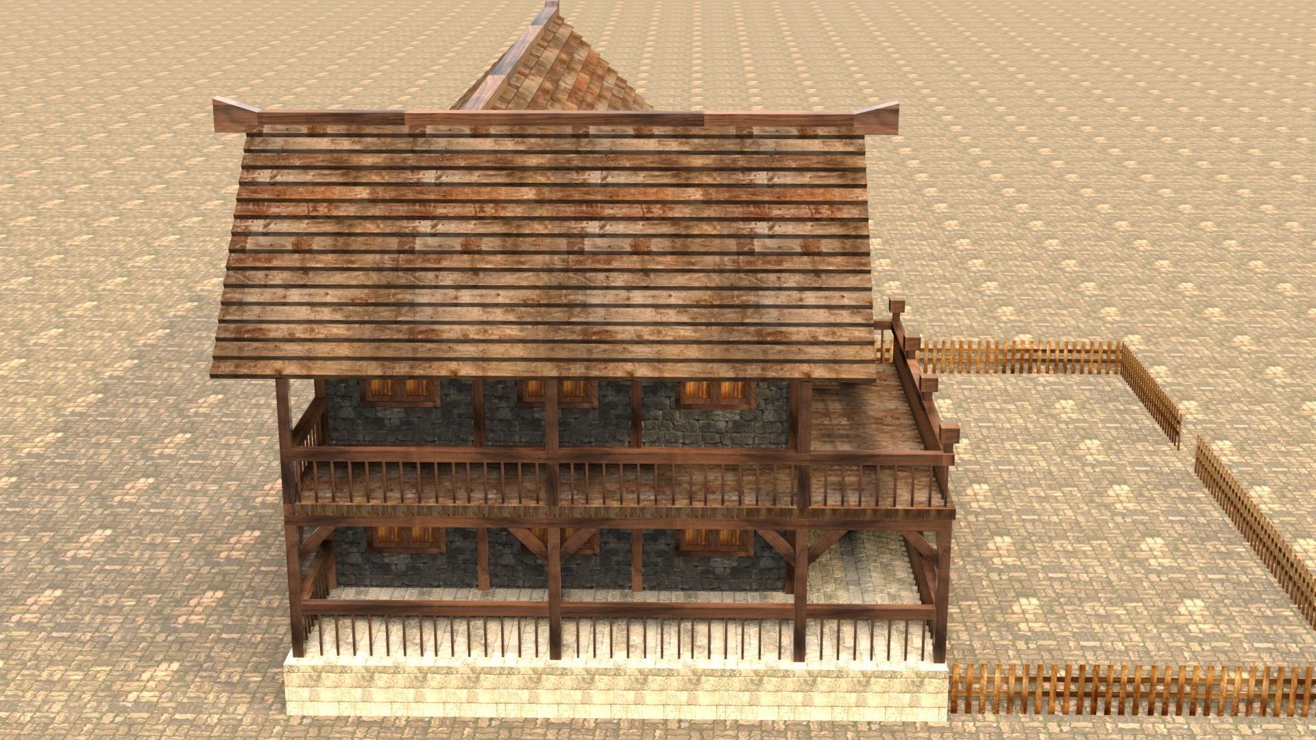 Low Poly Medieval House 3D Model Low-poly 3D model_6