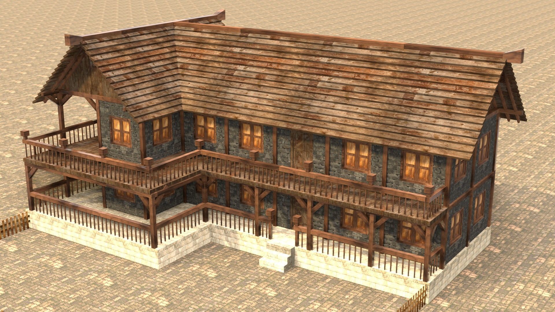 Low Poly Medieval House 3D Model Low-poly 3D model_2