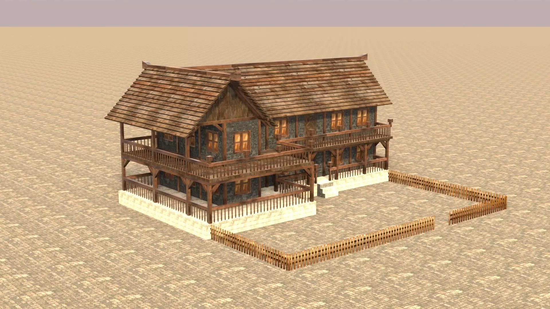 Low Poly Medieval House 3D Model Low-poly 3D model_0