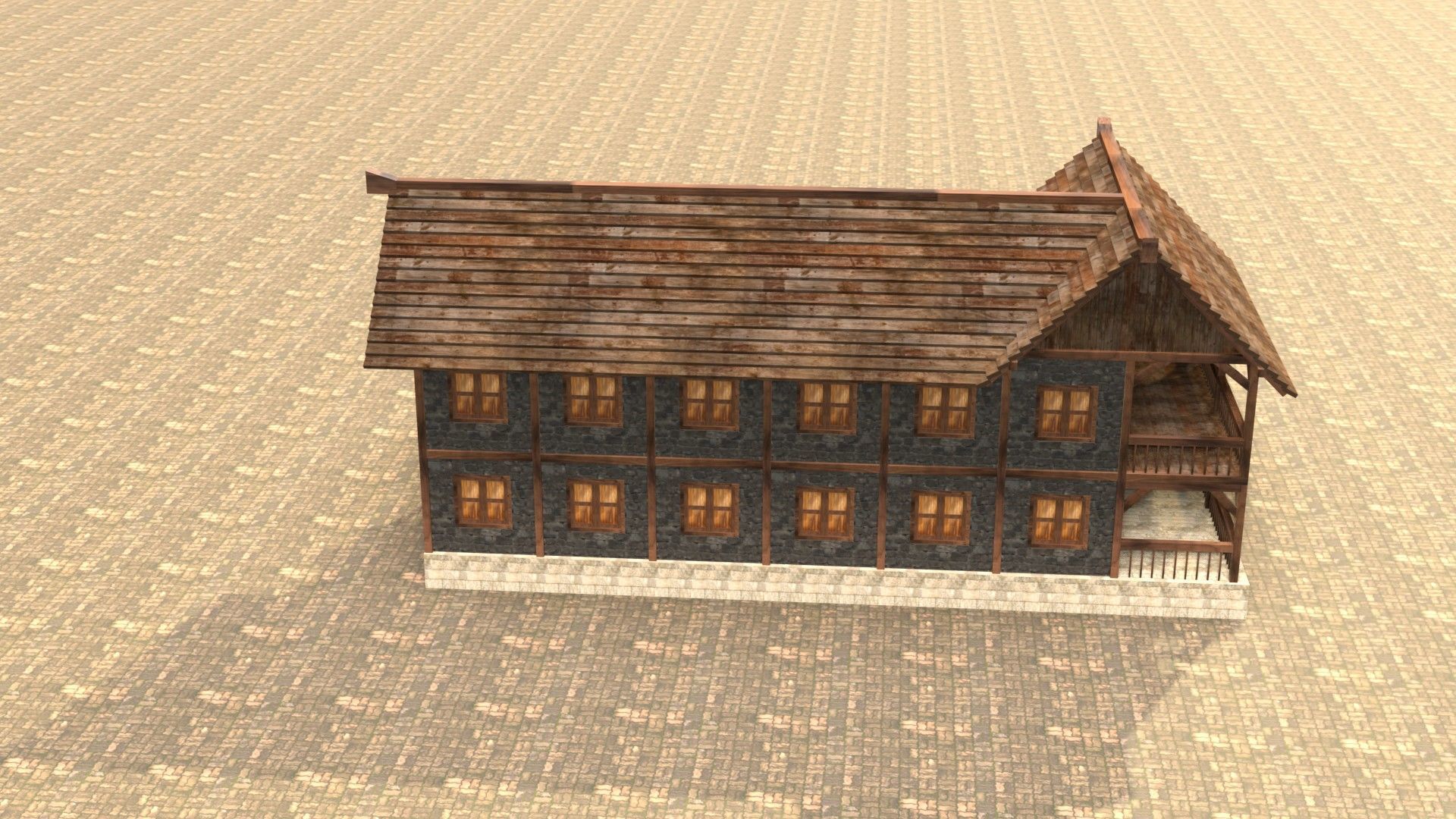 Low Poly Medieval House 3D Model Low-poly 3D model_15