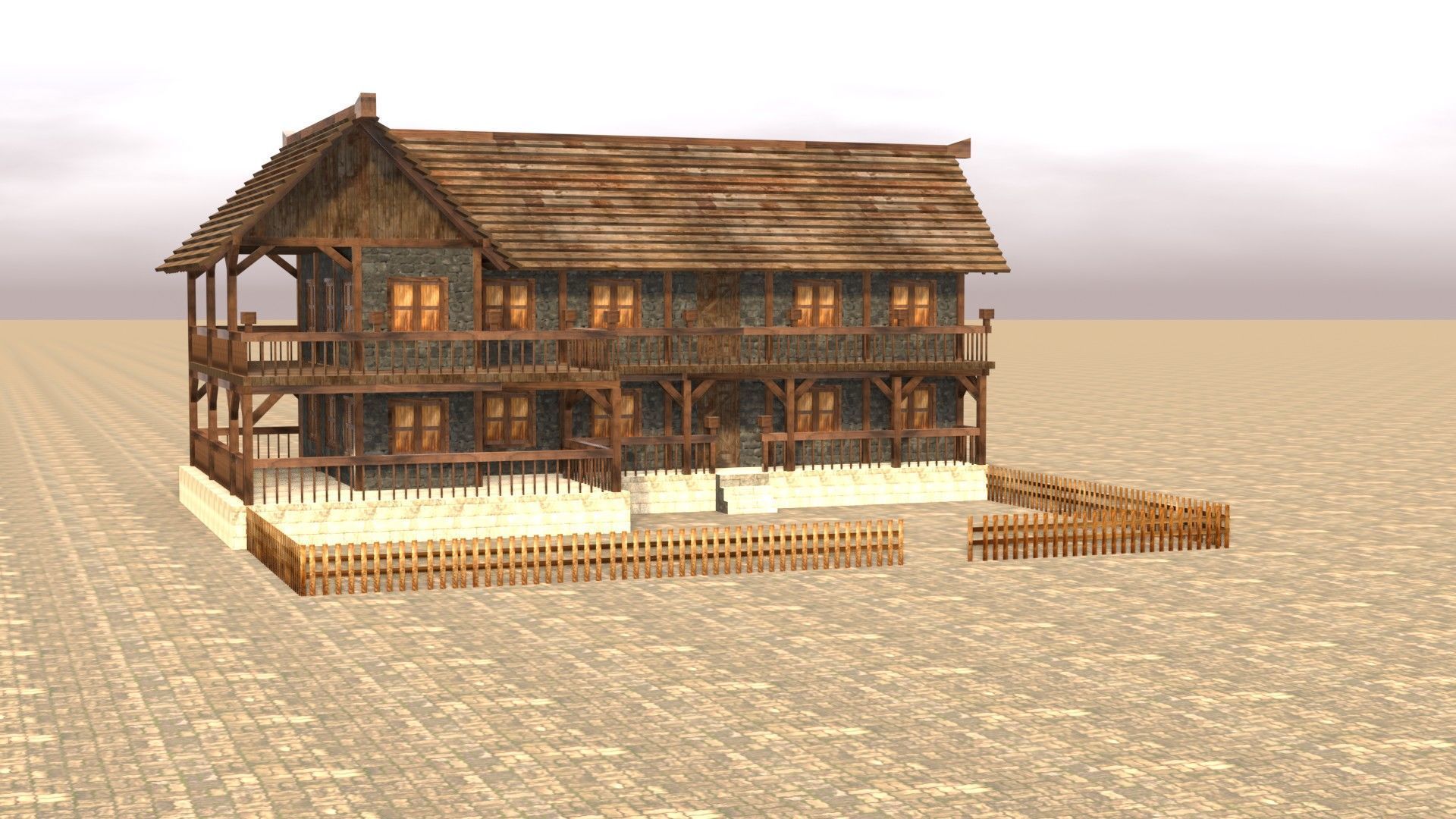 Low Poly Medieval House 3D Model Low-poly 3D model_16