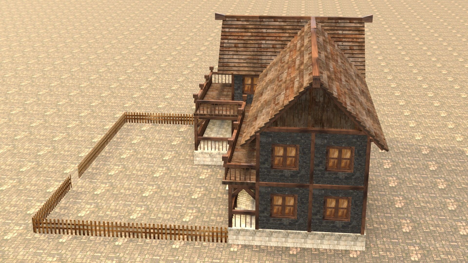 Low Poly Medieval House 3D Model Low-poly 3D model_9
