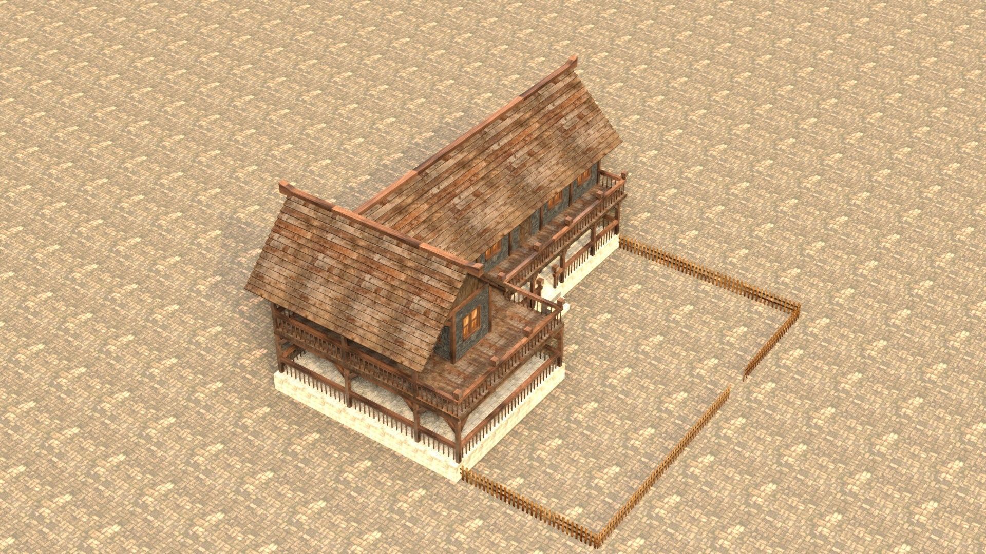Low Poly Medieval House 3D Model Low-poly 3D model_18