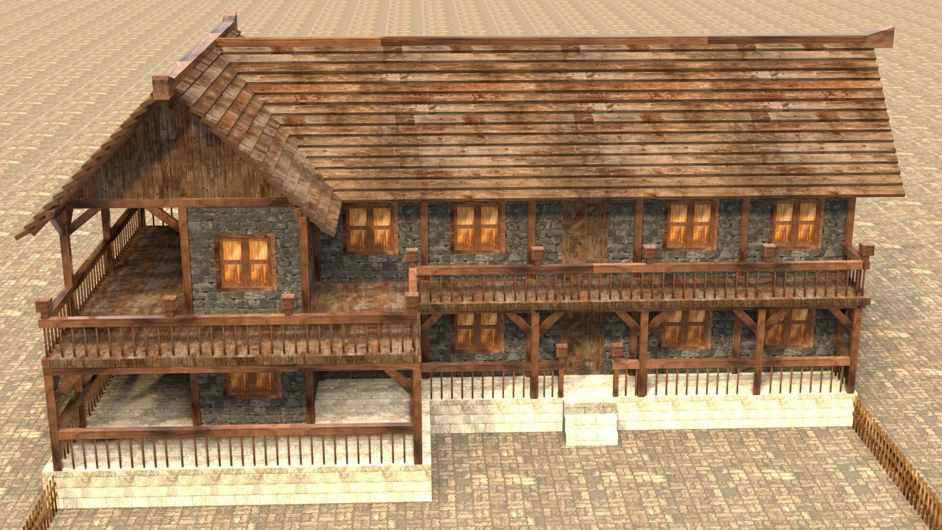 Low Poly Medieval House 3D Model Low-poly 3D model_1