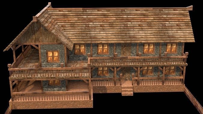 Historical Medieval Building Low Poly Model Low-poly 3D model 2