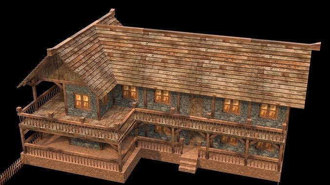 Historical Medieval Building Low Poly Model Low-poly 3D model 4
