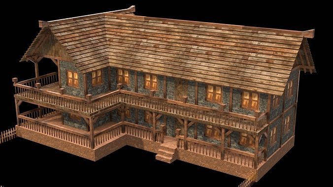 Historical Medieval Building Low Poly Model Low-poly 3D model 3