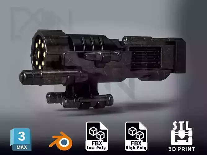 Iron Man Proton Cannon - Game-Ready - 3D-Printable Low-poly 3D model
