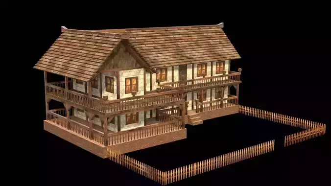 Handcrafted Medieval House for Game Design Low-poly 3D model