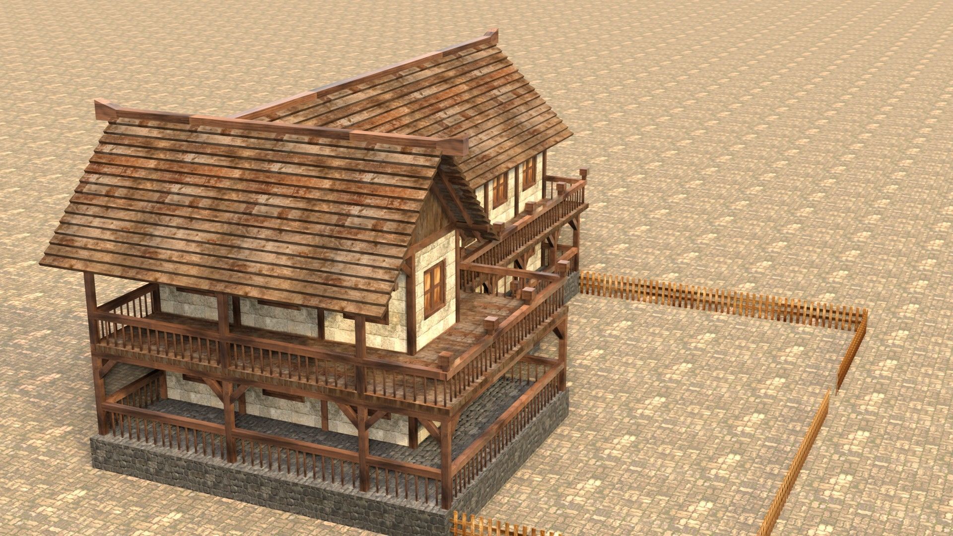 Game-Ready Medieval Cottage Model Low-poly 3D model_5