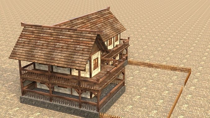 Game-Ready Medieval Cottage Model Low-poly 3D model 6
