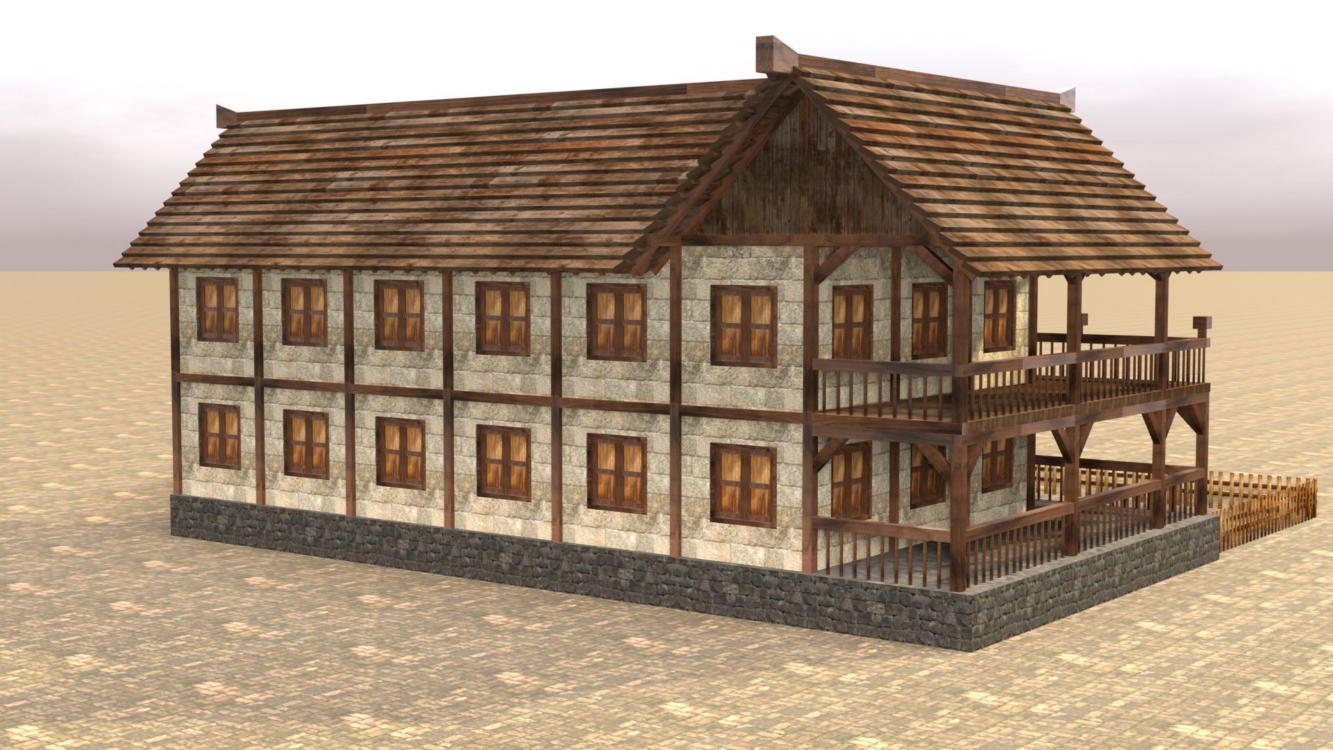 Game-Ready Medieval Cottage Model Low-poly 3D model_7