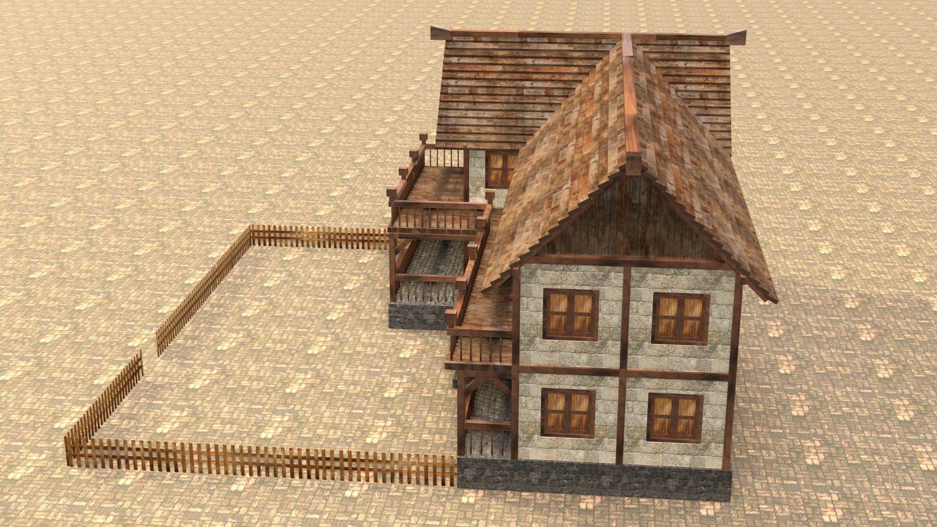 Game-Ready Medieval Cottage Model Low-poly 3D model_9