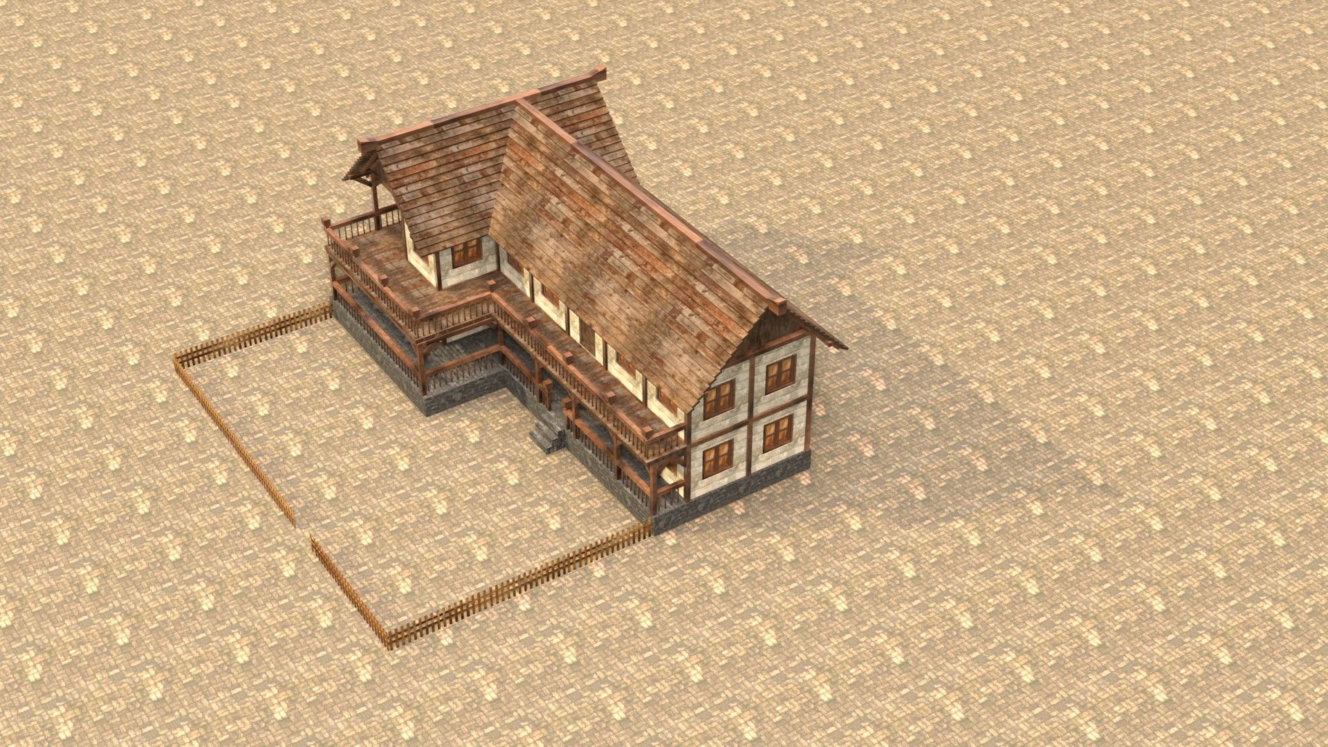Game-Ready Medieval Cottage Model Low-poly 3D model_19