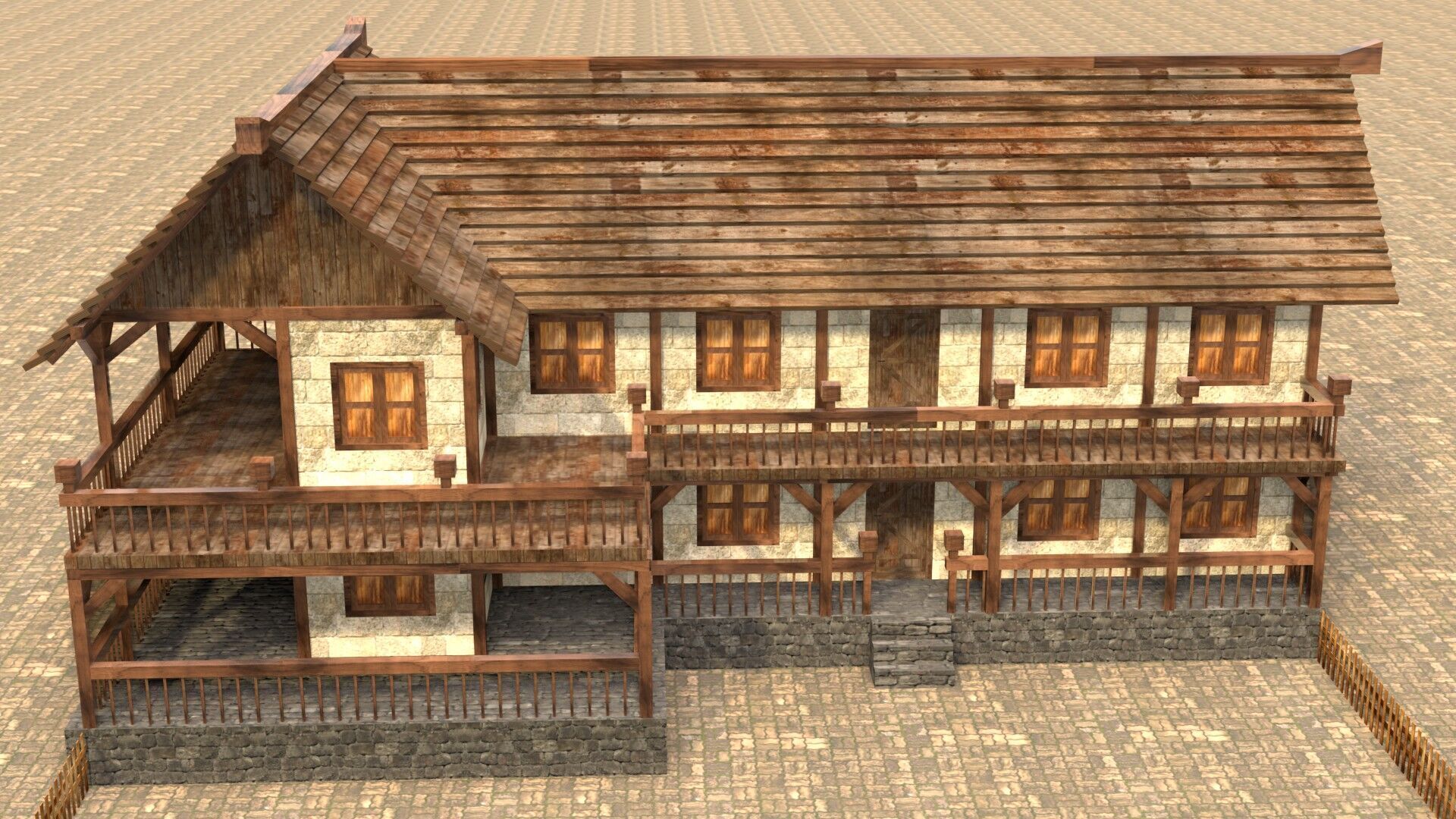 Game-Ready Medieval Cottage Model Low-poly 3D model_1