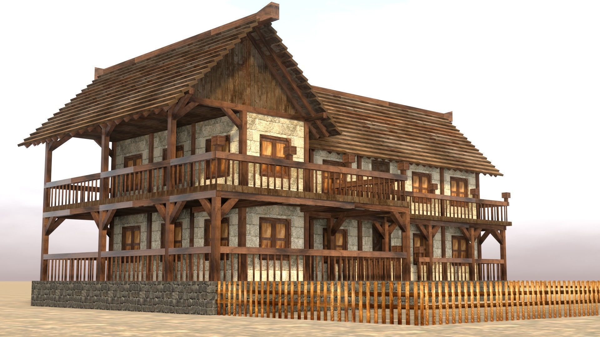 Game-Ready Medieval Cottage Model Low-poly 3D model_11