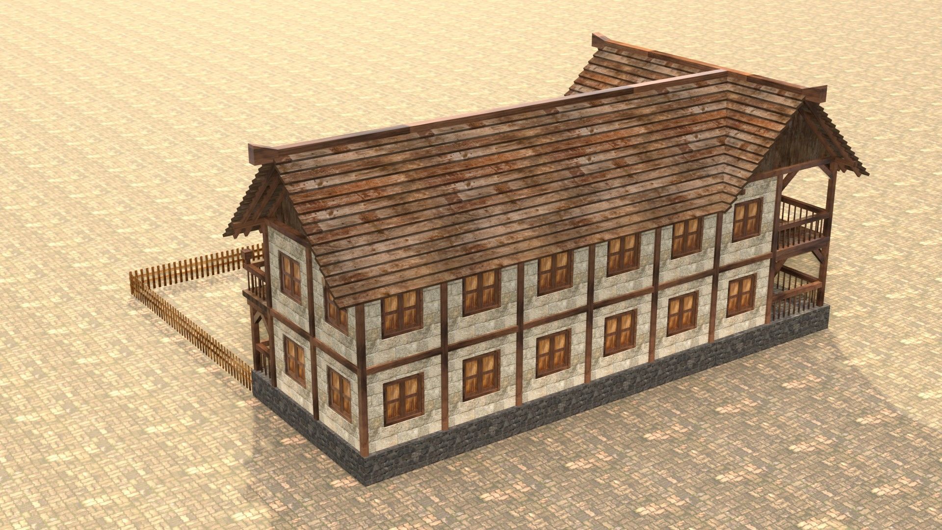 Game-Ready Medieval Cottage Model Low-poly 3D model_8