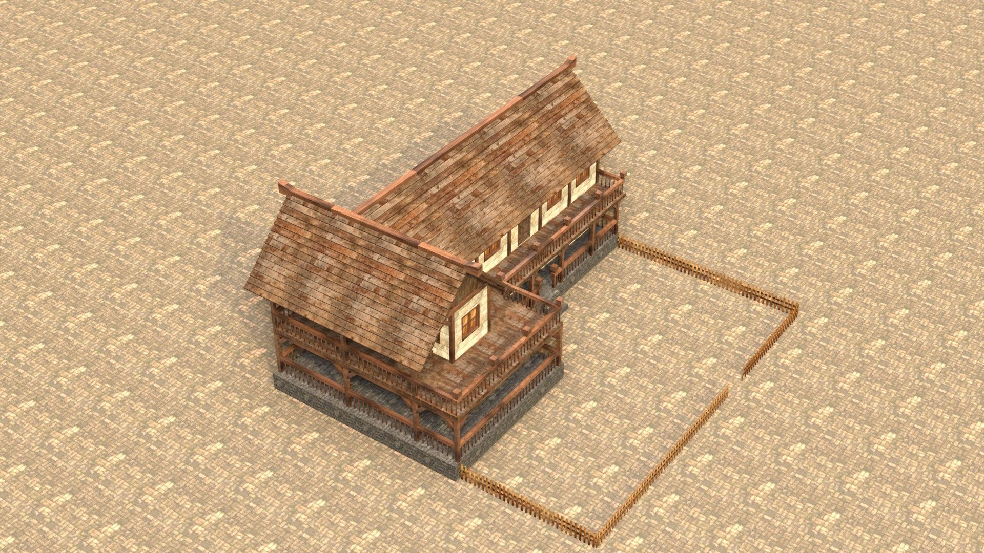 Game-Ready Medieval Cottage Model Low-poly 3D model_18