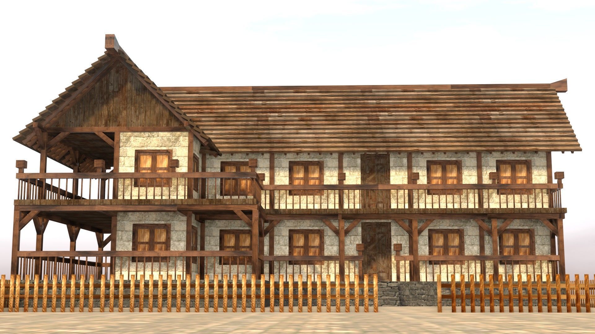 Game-Ready Medieval Cottage Model Low-poly 3D model_10
