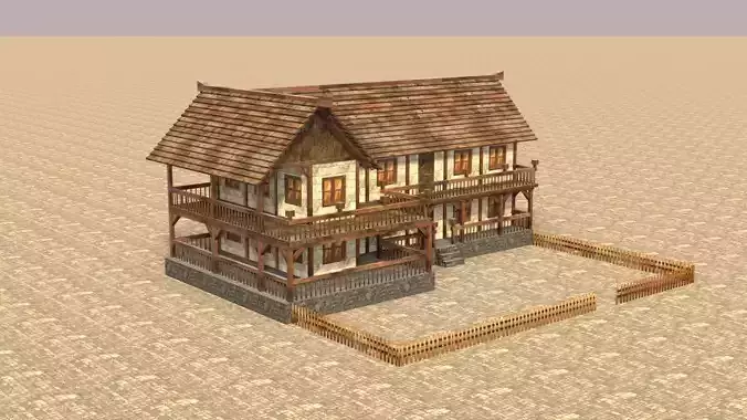 Game-Ready Medieval Cottage Model Low-poly 3D model