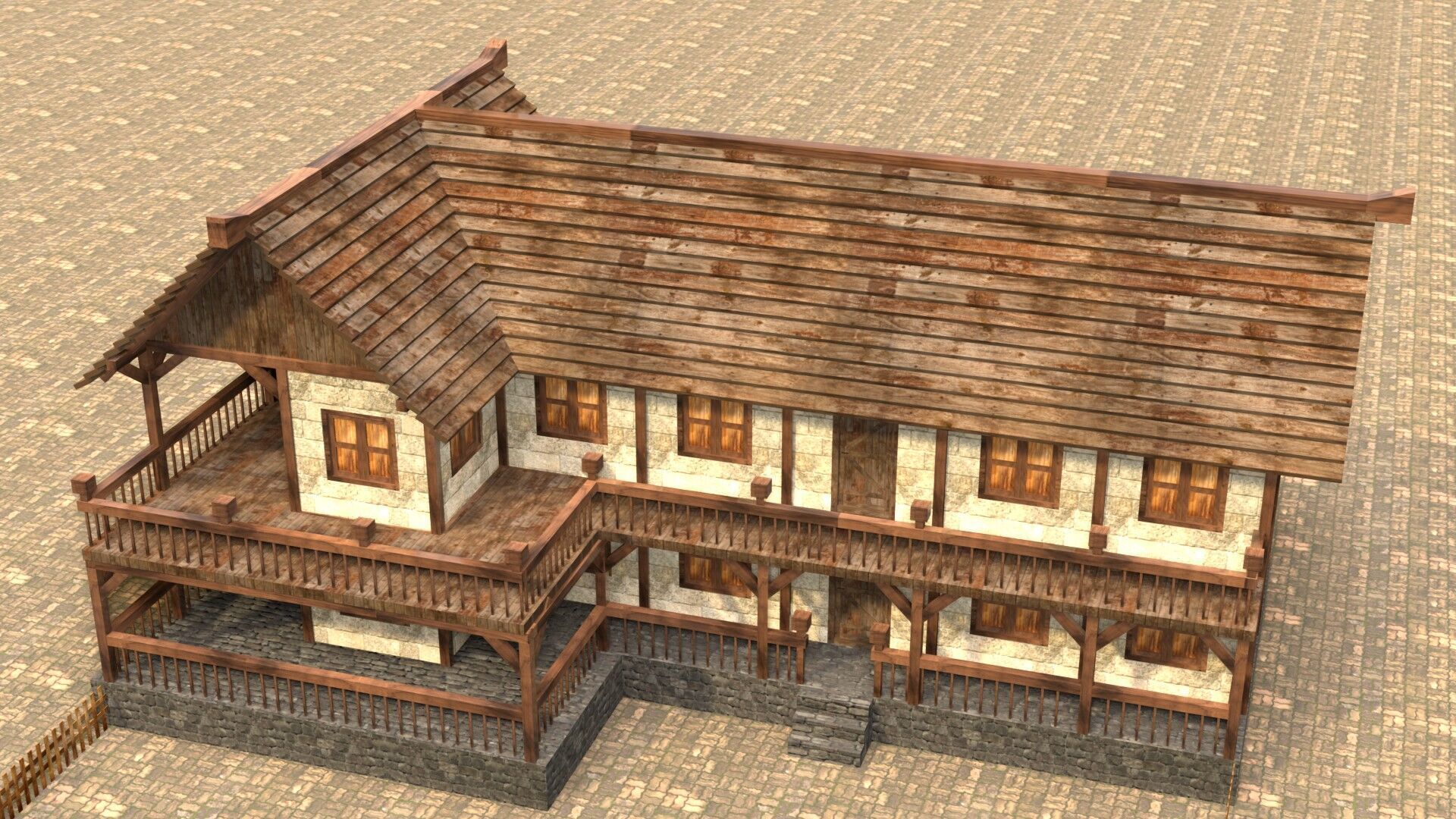 Game-Ready Medieval Cottage Model Low-poly 3D model_3