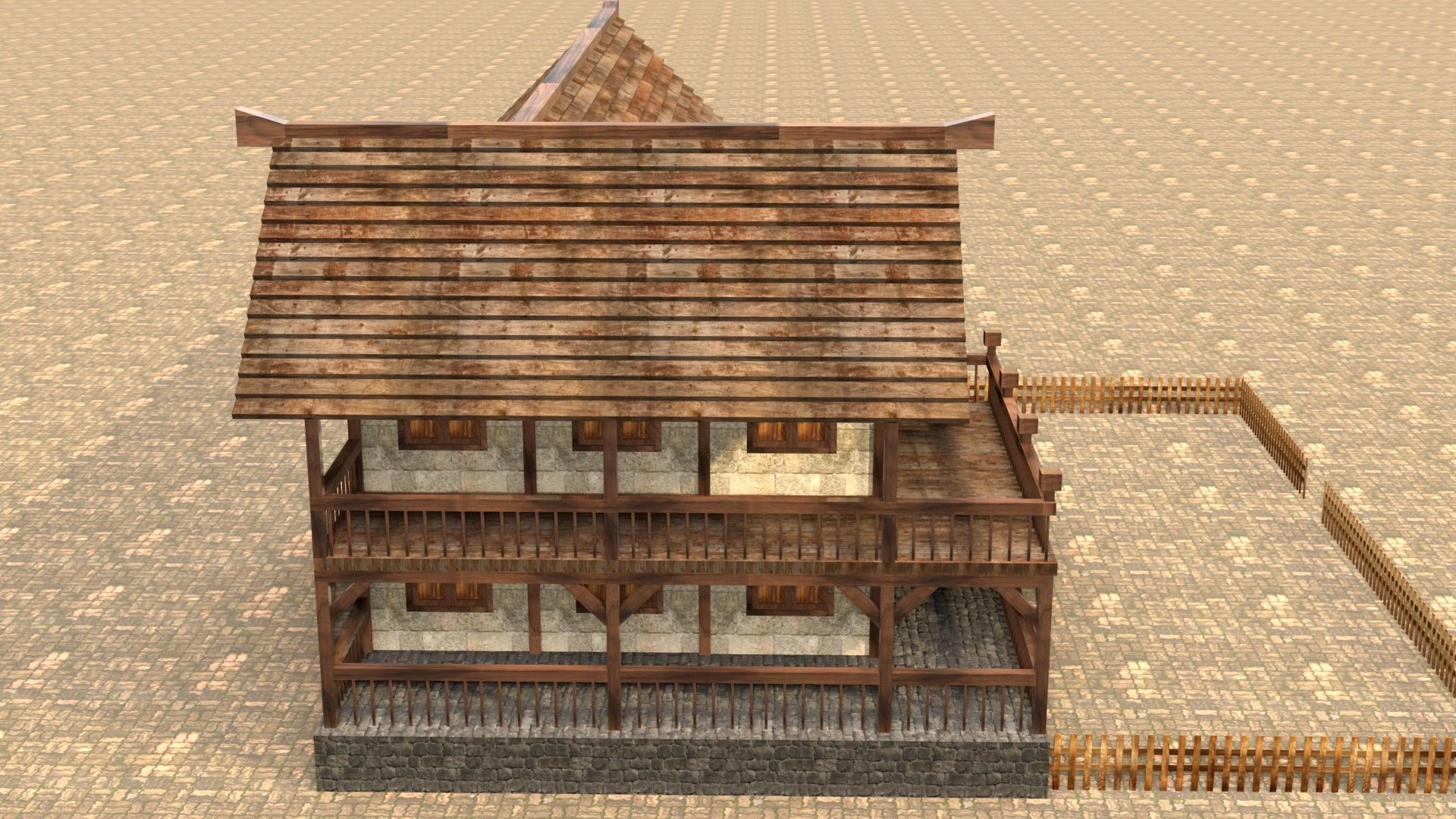 Game-Ready Medieval Cottage Model Low-poly 3D model_6