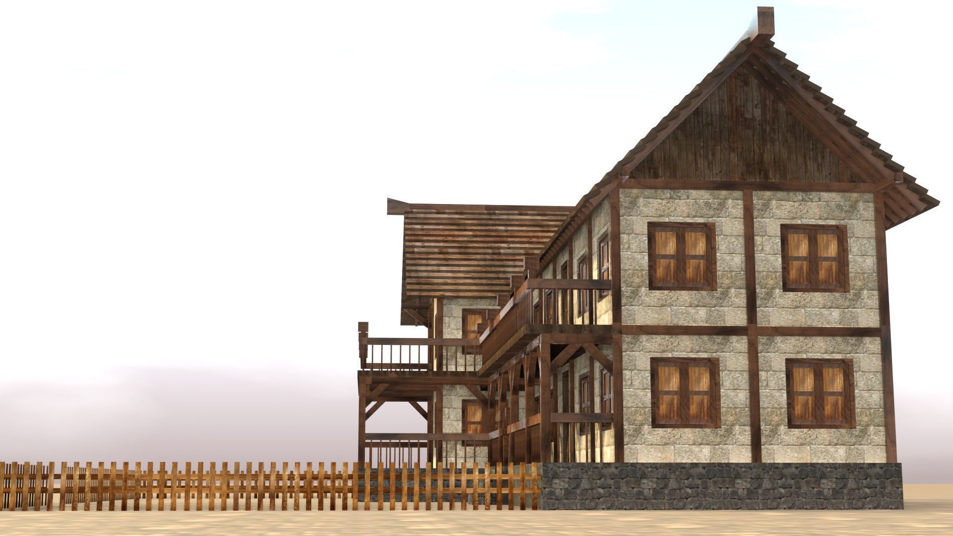 Game-Ready Medieval Cottage Model Low-poly 3D model_12