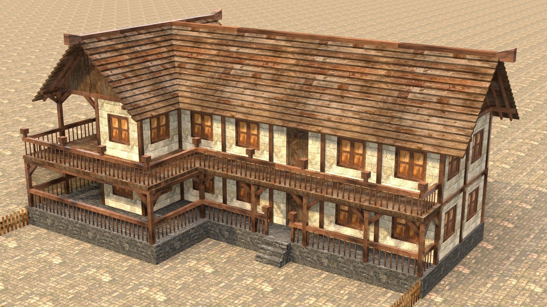 Game-Ready Medieval Cottage Model Low-poly 3D model_2