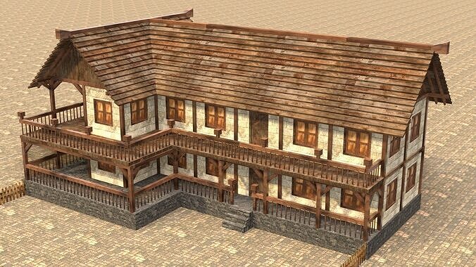 Game-Ready Medieval Cottage Model Low-poly 3D model 3