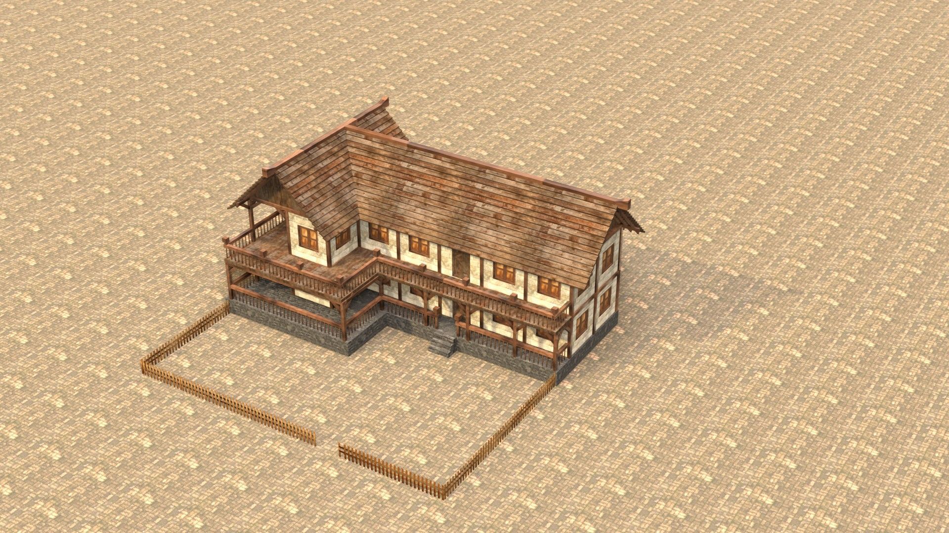 Game-Ready Medieval Cottage Model Low-poly 3D model_13