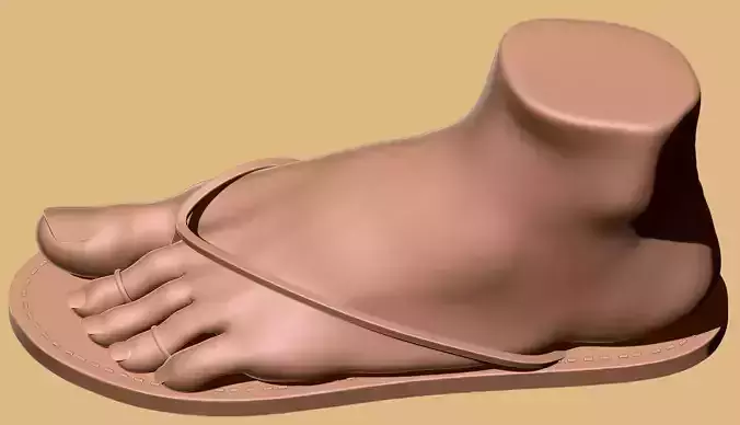 Female Foot - Flip-Flop Sandal Pose - Printable - Scan-Based