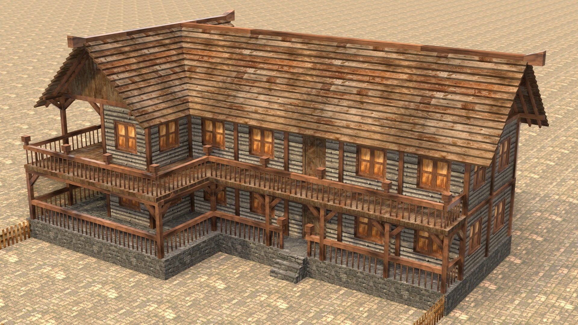 Fantasy Medieval House 3D Design Low-poly 3D model_2