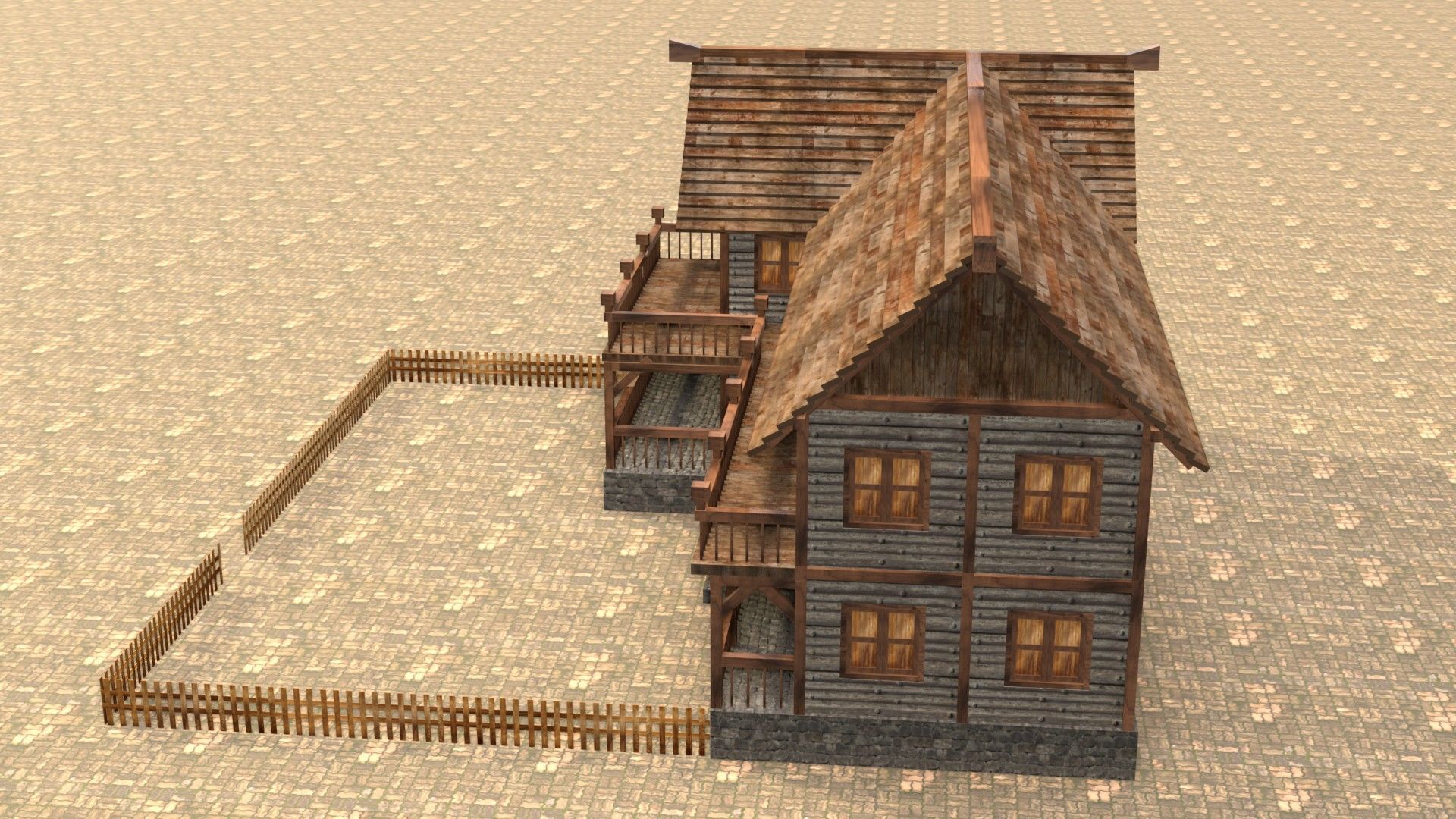 Fantasy Medieval House 3D Design Low-poly 3D model_9