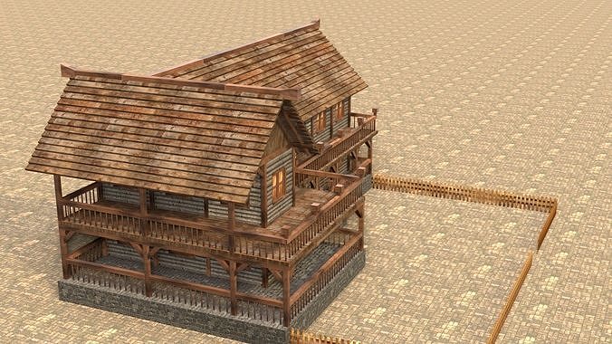 Fantasy Medieval House 3D Design Low-poly 3D model 6