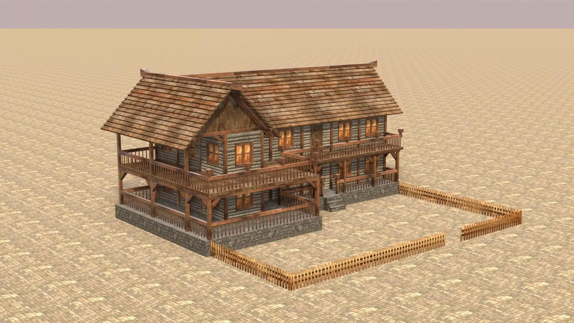 Fantasy Medieval House 3D Design Low-poly 3D model_0