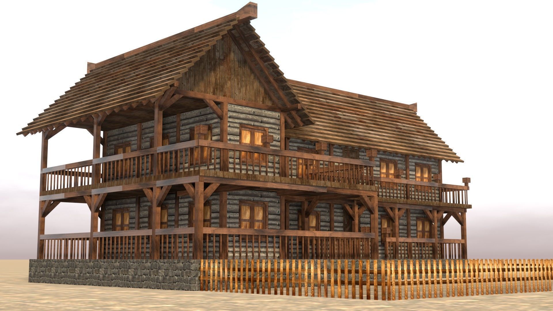 Fantasy Medieval House 3D Design Low-poly 3D model_11