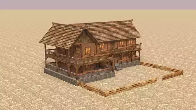 Detailed Medieval Timber House 3D Model Low-poly 3D model