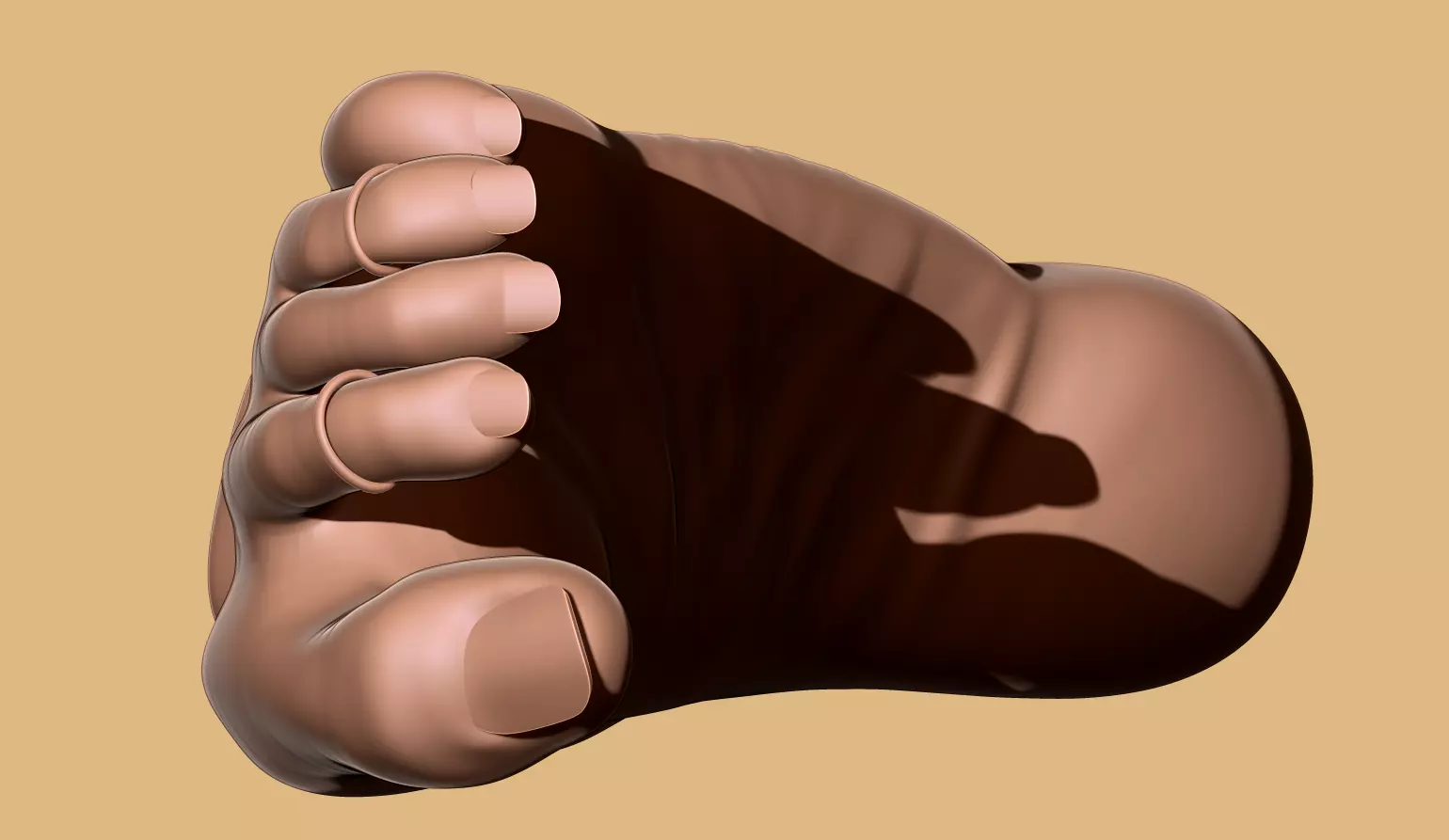 Toes Curled Inward Female Foot - 3D Print Model - Scan-Based 3D print model