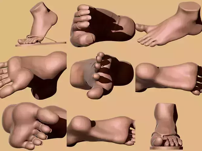 9 Scan-Based Feet Collection - 9 Realistic 3D Models - Printable 3D print model