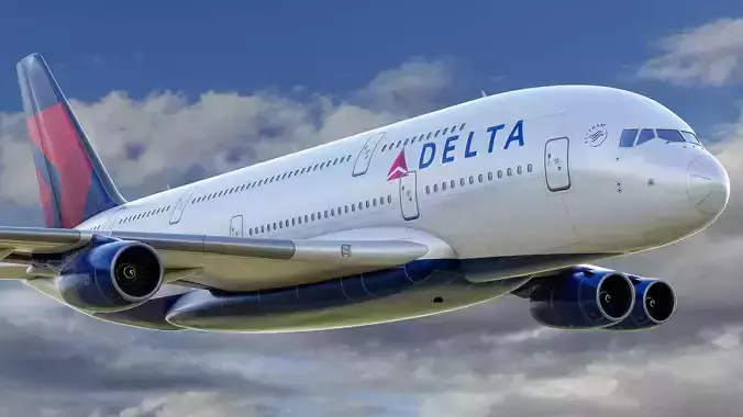 Airbus A380-800 - Delta Air Lines - Animated High Poly 3D model