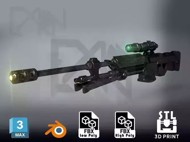 Halo SRS99 50Cal Sniper Rifle - Game-Ready - 3D-Printable