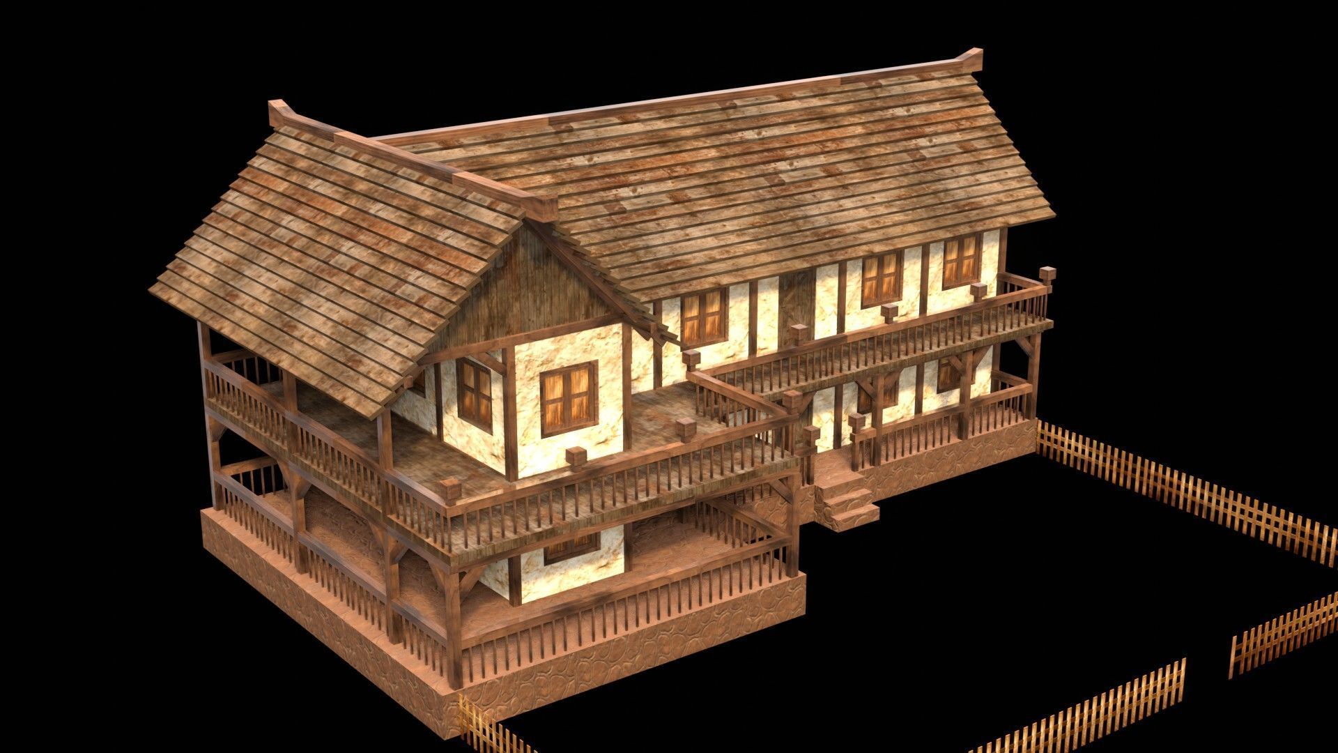 Classic Medieval Townhouse 3D Model Low-poly 3D model_4