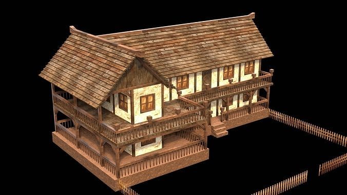 Classic Medieval Townhouse 3D Model Low-poly 3D model 5